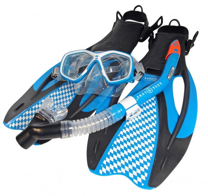 3erSet_1_lo Aqualung Bavaria Schnorchelset Weiß-Blau inkl. Transporttasche