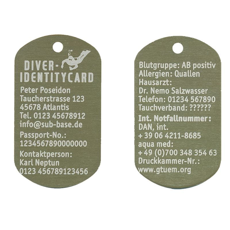 Diver-Identitycard_gold Sub Base Diver-Identitycard Identifikationskarte