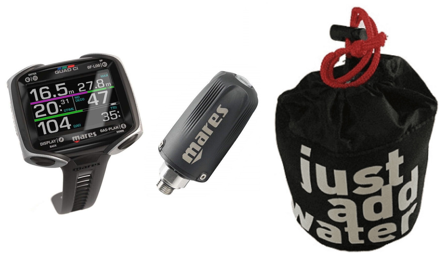 Mares Quad Ci Tauchcomputer mit Sender und Computertasche