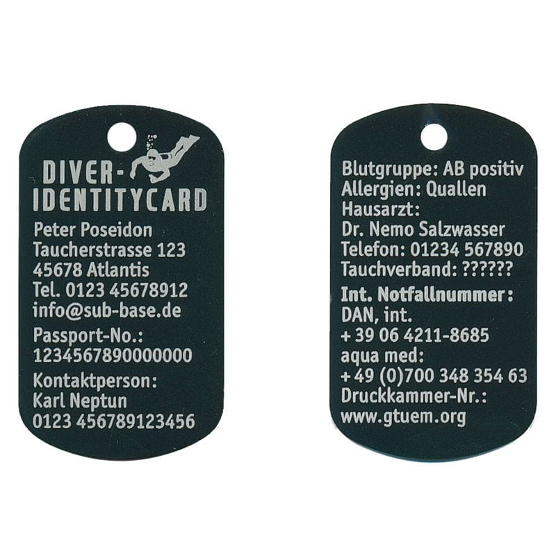 Diver-Identitycard_schwarz Sub Base Diver-Identitycard Identifikationskarte